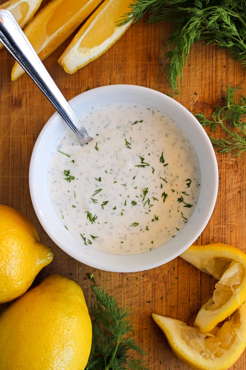 Lemon Dill Yogurt Sauce | The Two Bite Club