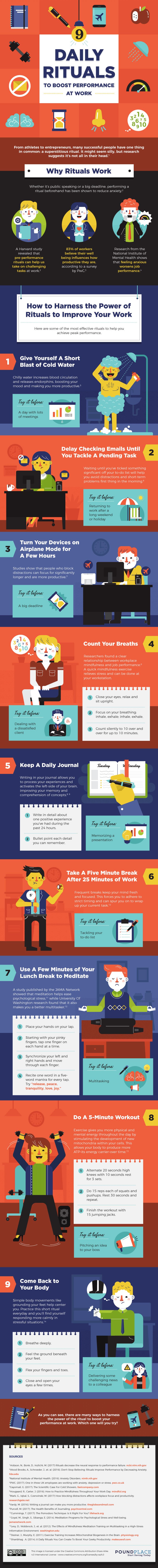9 Daily Rituals To Boost Performance At Work - #infographic