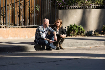 Dave Erickson and Kim Dickens on the set of Fear the Walking Dead