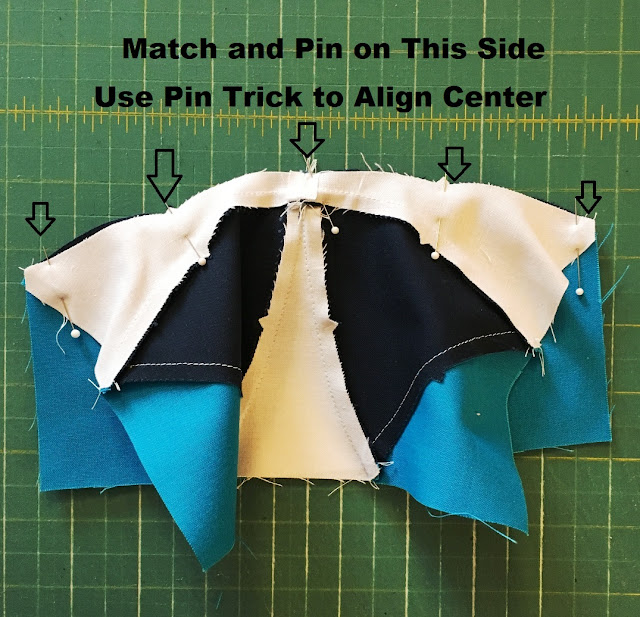 pinning curved quilt block piece assembly