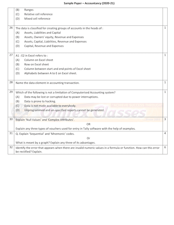 Accountancy SQP Class XII Sample Question Paper & Marking Scheme for Exam 2020-21 Accountancy SQP Class XII Sample Question Paper & Marking Scheme for Exam 2020-21
