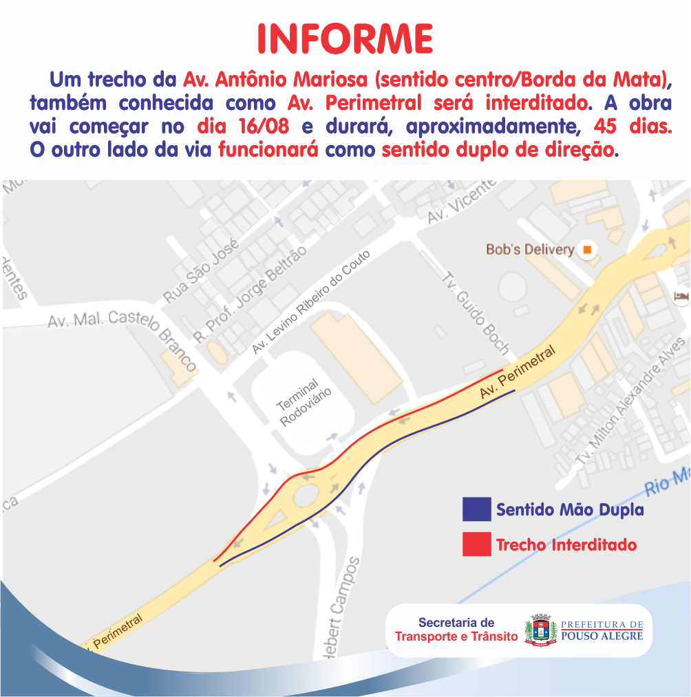 Pouso Alegre em Ação Trecho da Avenida Perimetral será interditado