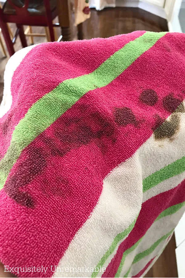 Stained beach towel