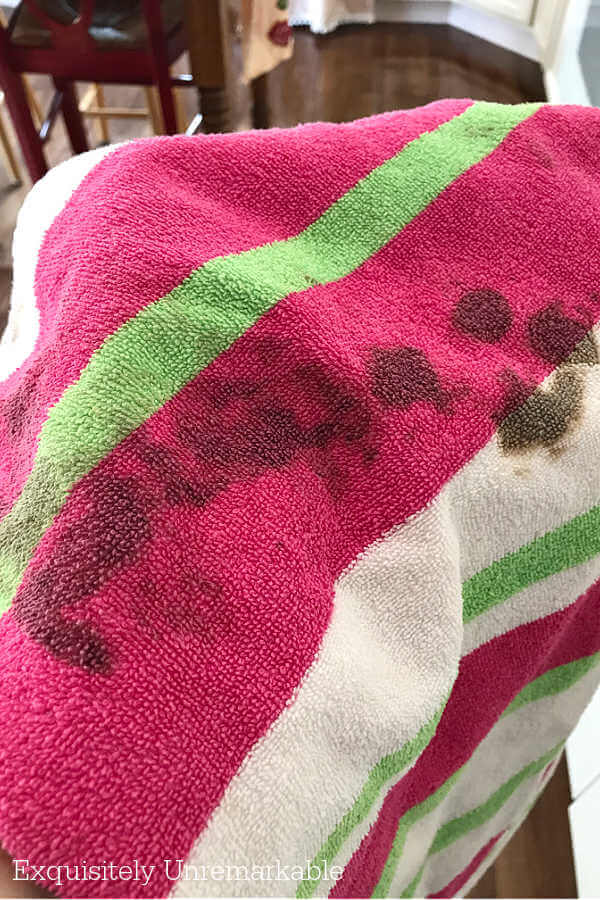 Stained beach towel