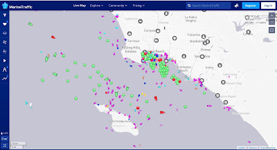 Long Beach cargo ships map