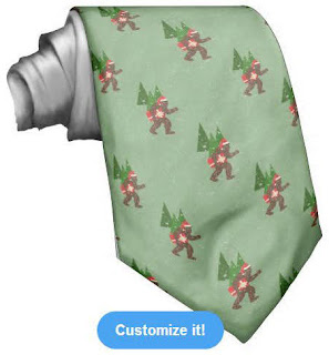 Christmas with Bigfoot Pattern Necktie sasquatch art tie
