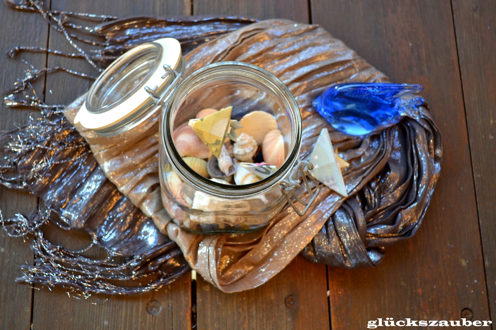 glückszauber : Geldgeschenk im Glas: Fische aus Geldscheinen glückszauber : Geldgeschenk im Glas: Fische aus Geldscheinen