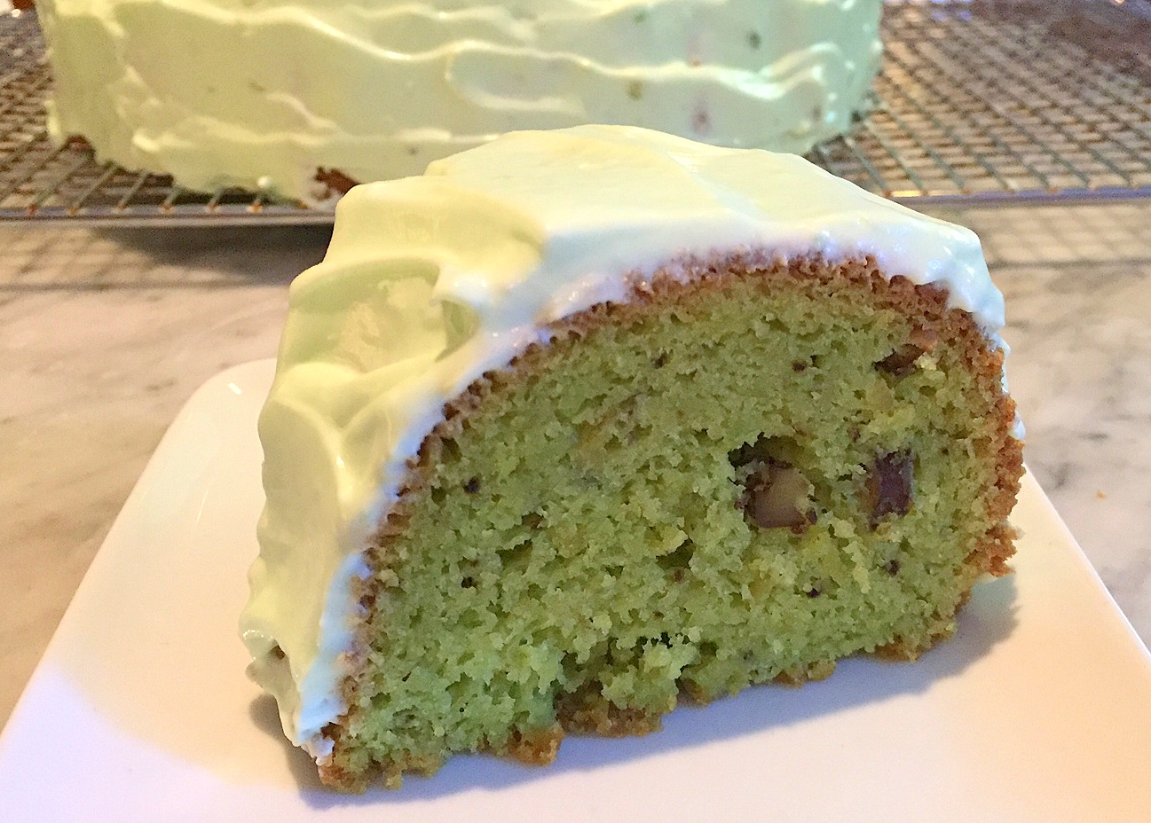A Cake Bakes in Brooklyn Pistachio Watergate Cake with Cover Up Frosting