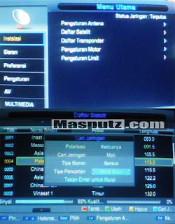 langkah memasukkan frekuensi rcti di receiver matrix svhde