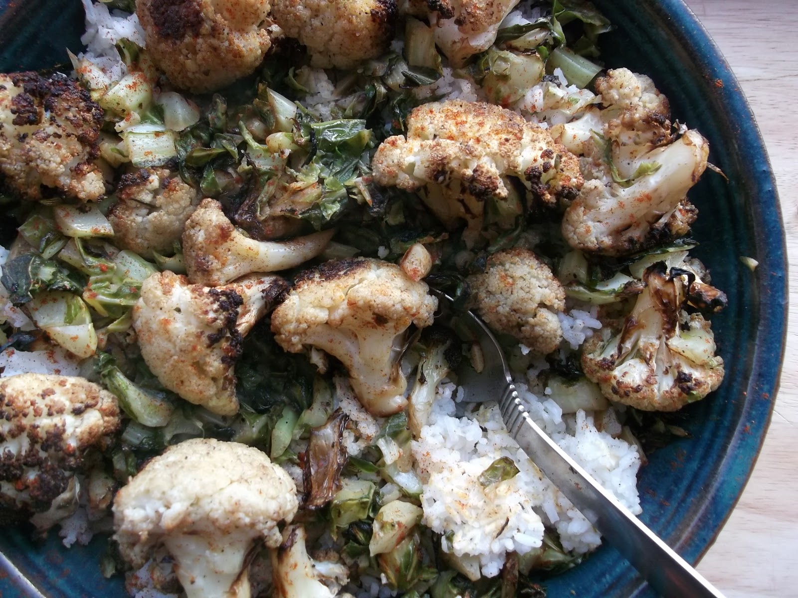 chip butties and noodle soup roasted cauliflower with garam masala and