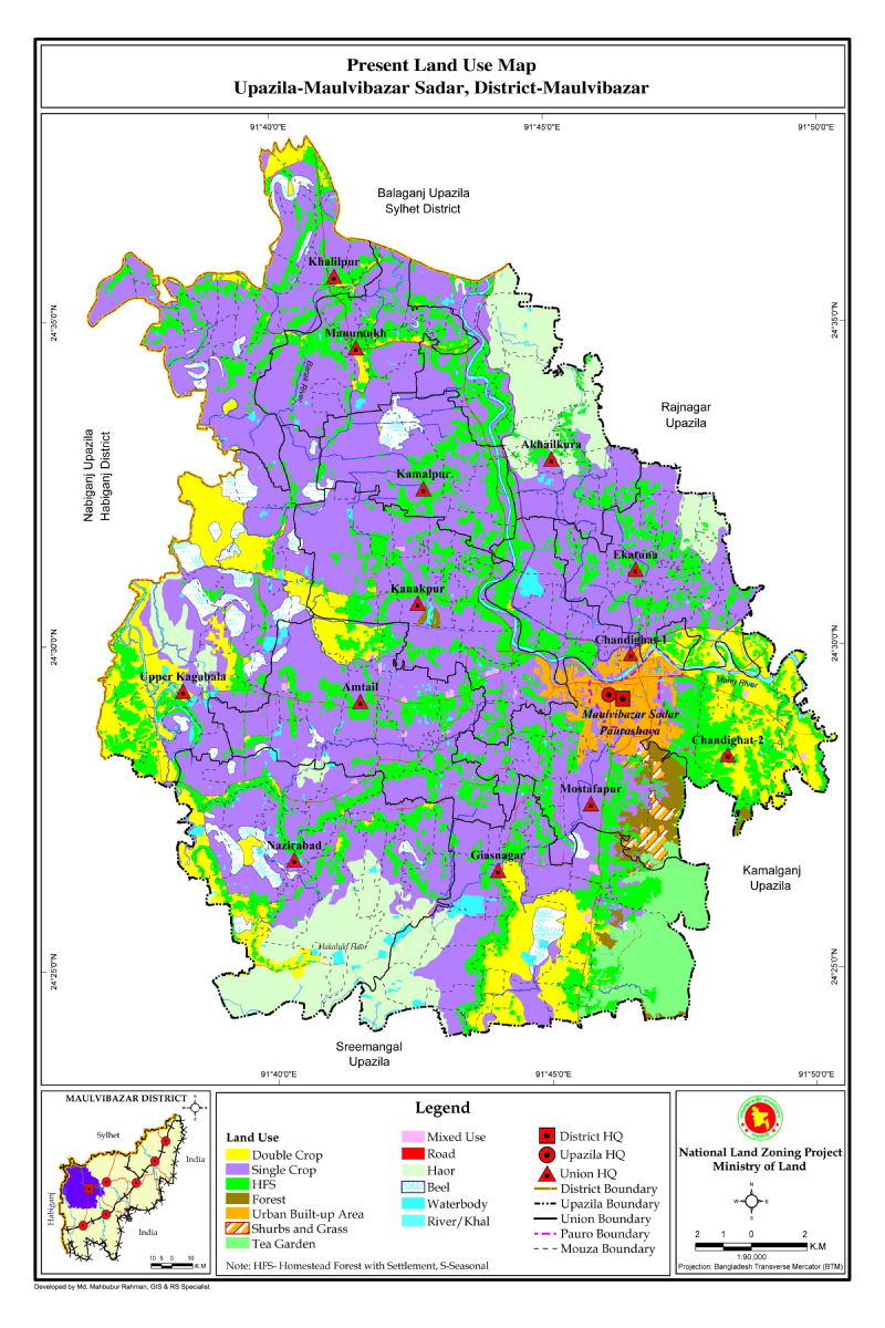 Moulvibazar Sadar Upazila Mouza Map Moulvibazar District Bangladesh