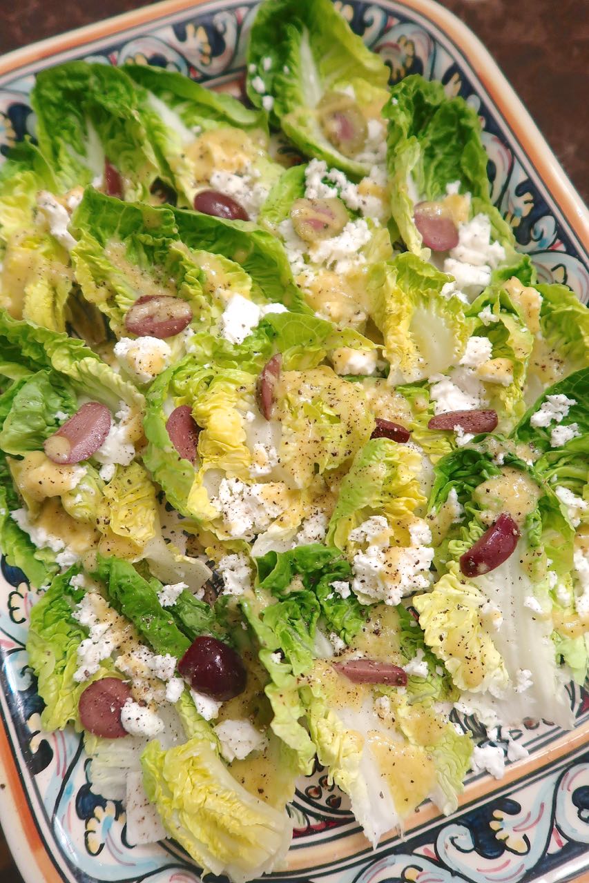 Scrumpdillyicious Baby Gem Lettuce Salad with Feta & Olives