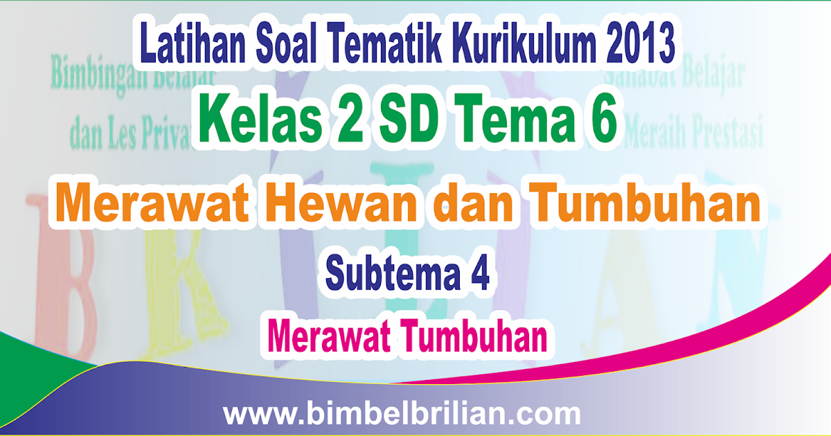Soal Tematik Kelas 2 SD Tema 6 Subtema 4 Merawat Tumbuhan