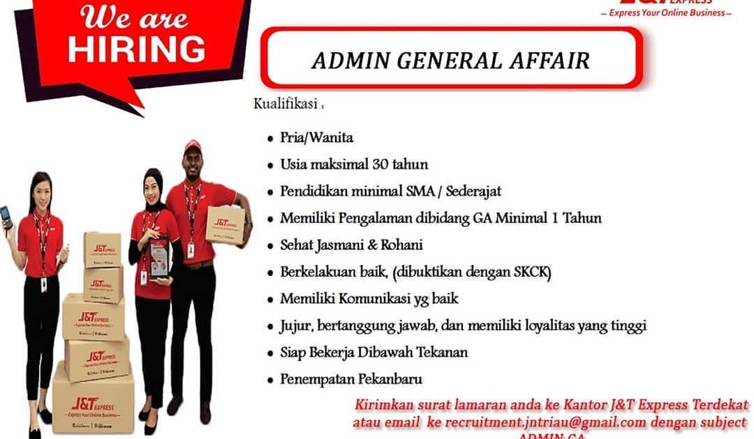 Lowongan Kerja Admin General Affair J&T Express - Karir Riau