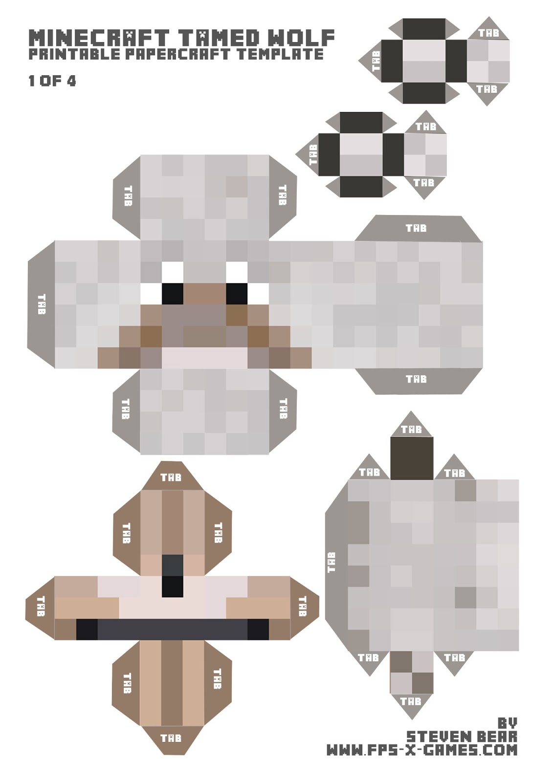 Papercraft Wolf Skin Ideias De Minecraft Brinquedos De Papel | My XXX ...