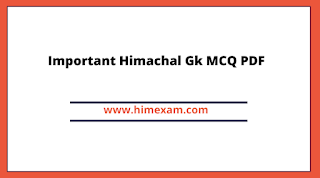 Important Himachal Gk MCQ PDF