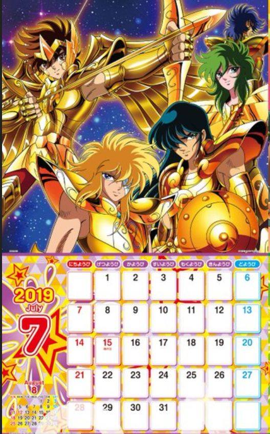 Toei incluye como siempre a Saint Seiya en su calendario. 2019 Saint