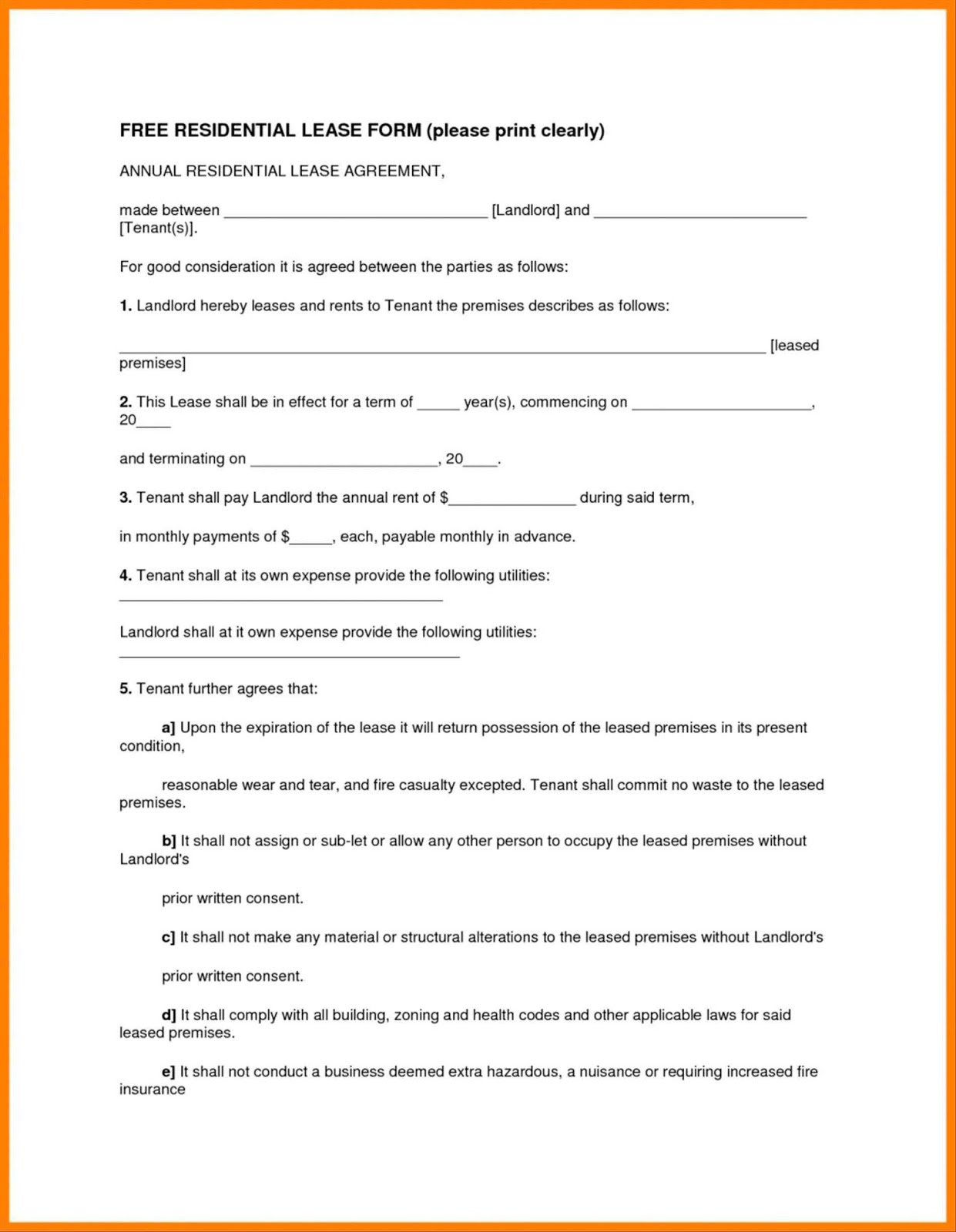 Tenancy Agreement Template For Renting A Room DocTemplates