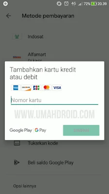 Setting Pembayaran Google Play Dengan Kartu ATM