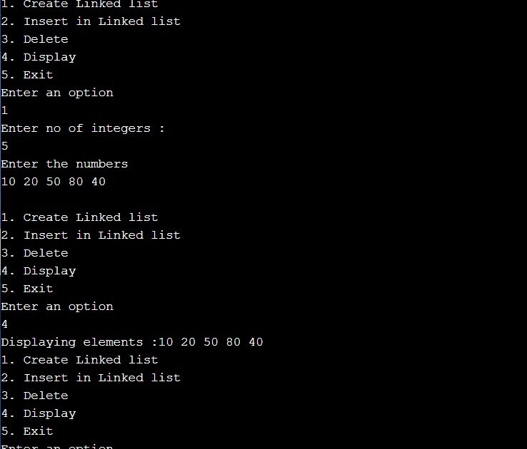 Menu Driven Program for Linked List operations: creation, traversing ...