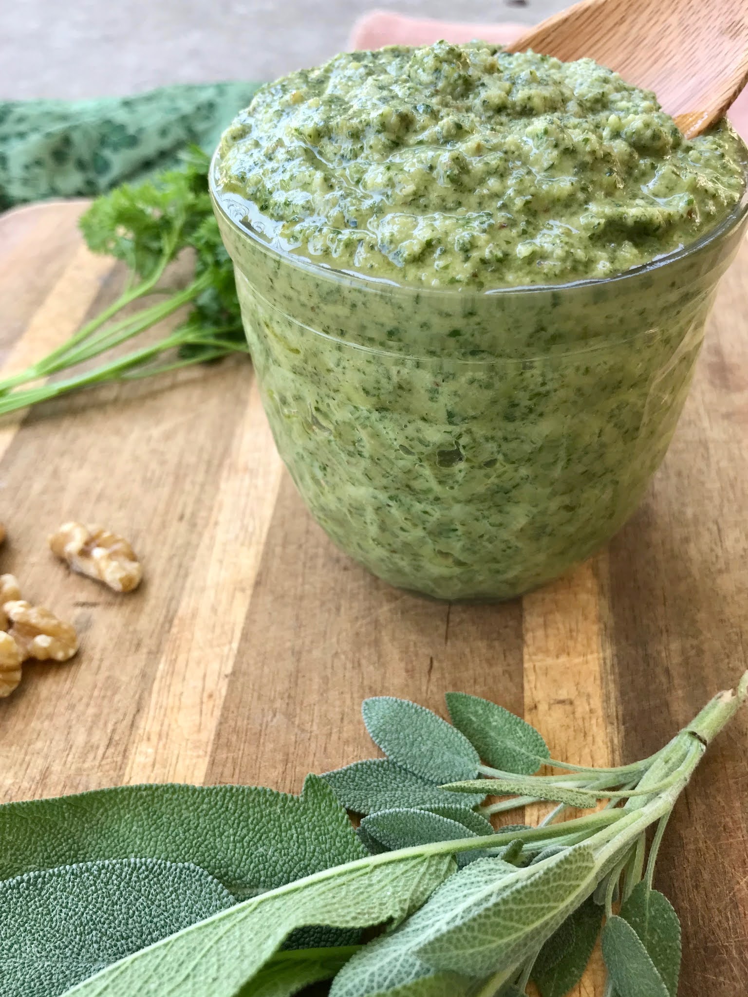 Savory Moments Parsley and sage walnut pesto
