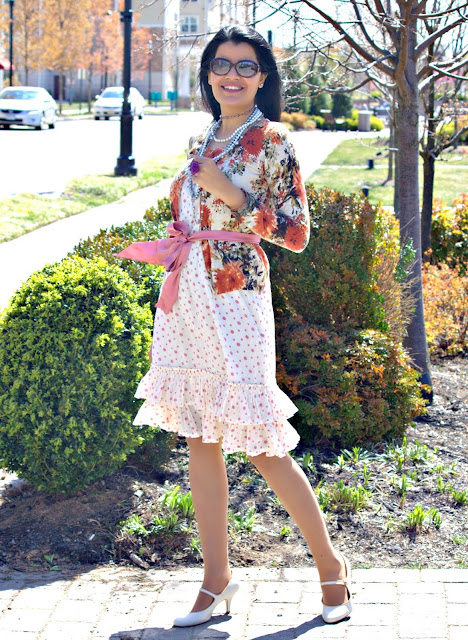 Style-Delights: Mixing Floral Prints And Polka Dots And Lots of Pearls!