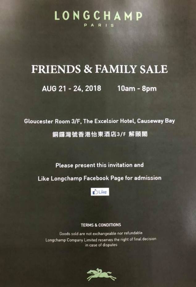 longchamp friends and family sale 2019