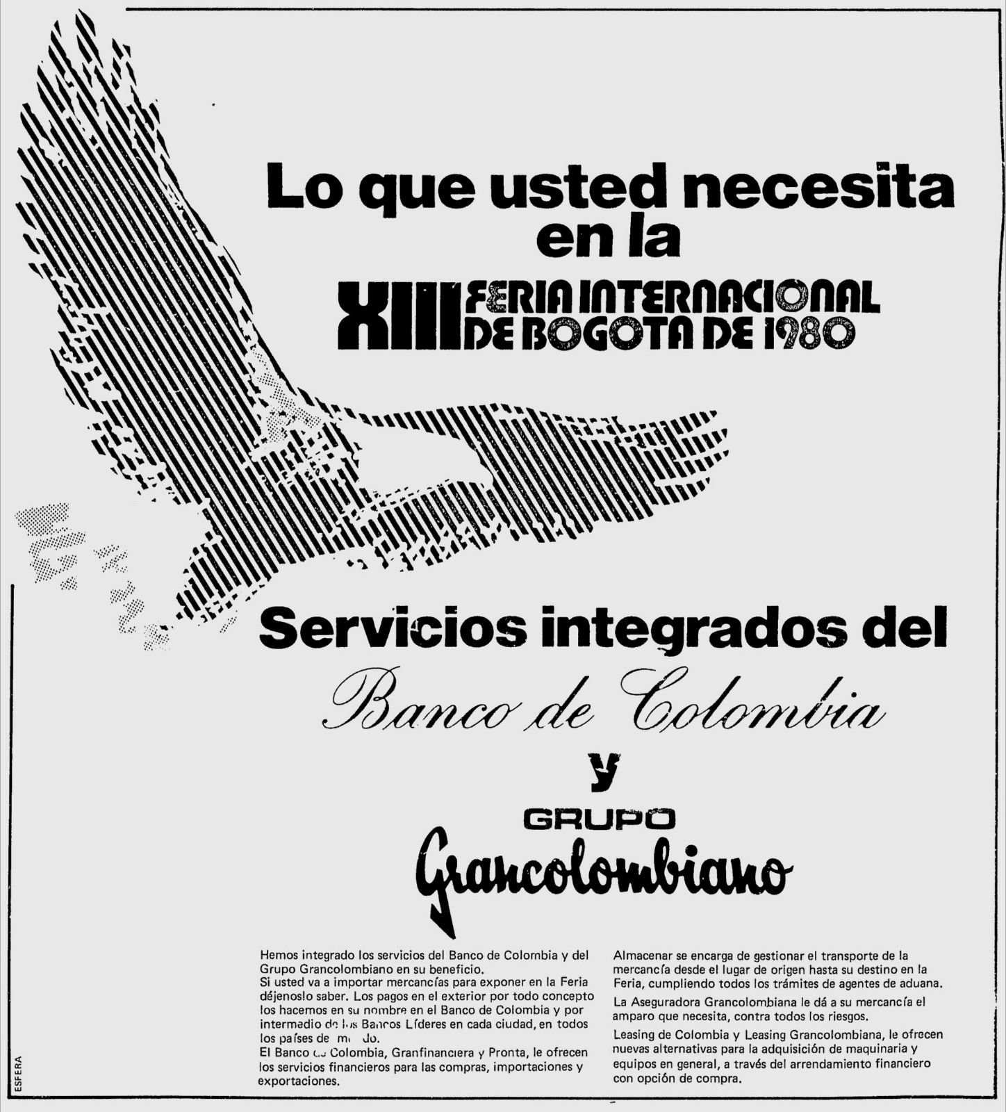 PUBLICIDAD COLOMBIANA ANTIGUA Banco de Colombia y Grupo Grancolombiano
