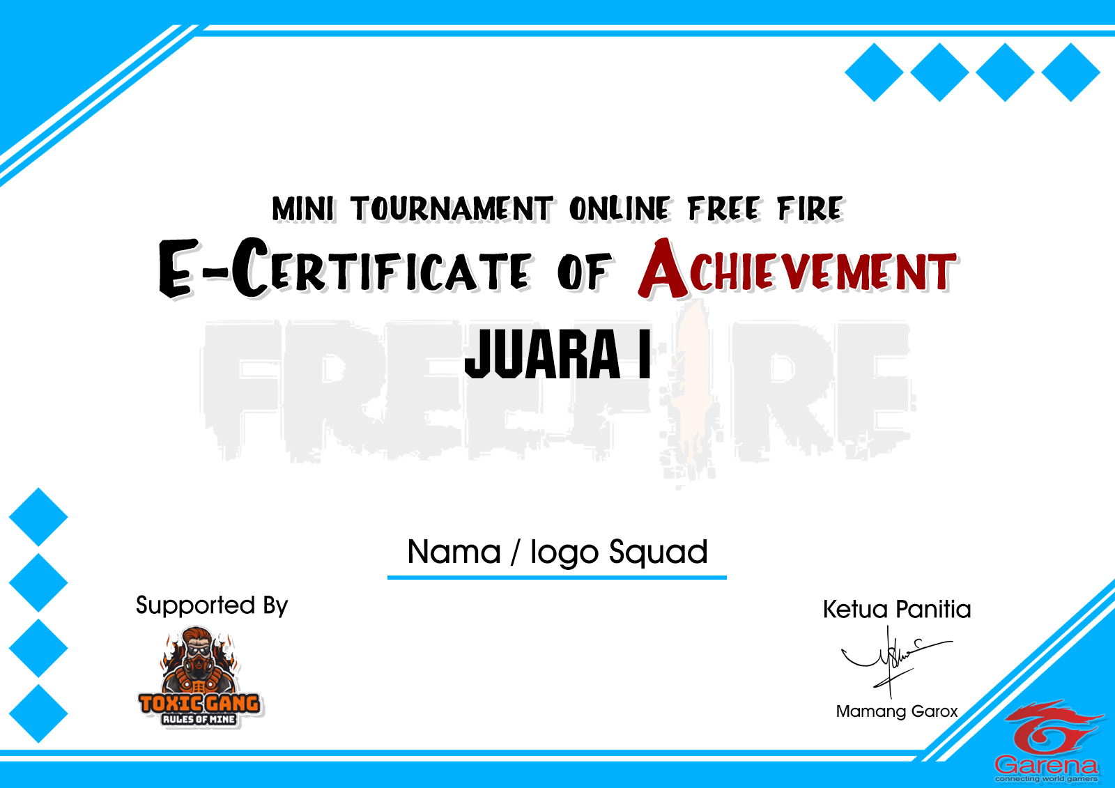 √ Download Mentahan atau Polosan Sertifikat Turnamen Free Fire Animblo