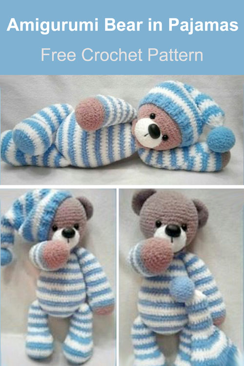 free knitting pattern teddy bear in pyjamas