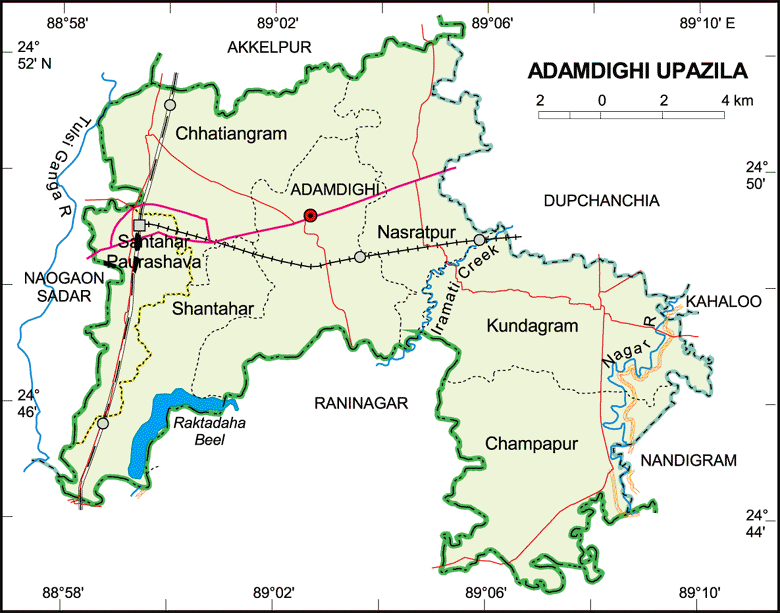Adamdighi Upazila Map Bogra District Bangladesh