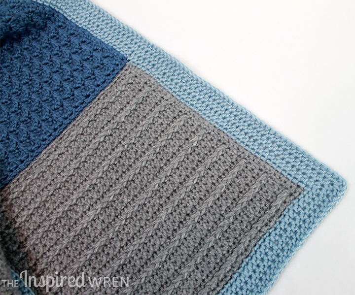 Love the half-double crochet afghan border -- simple, clean, and contemporary. | Crochet Along Afghan Sampler from The Inspired Wren