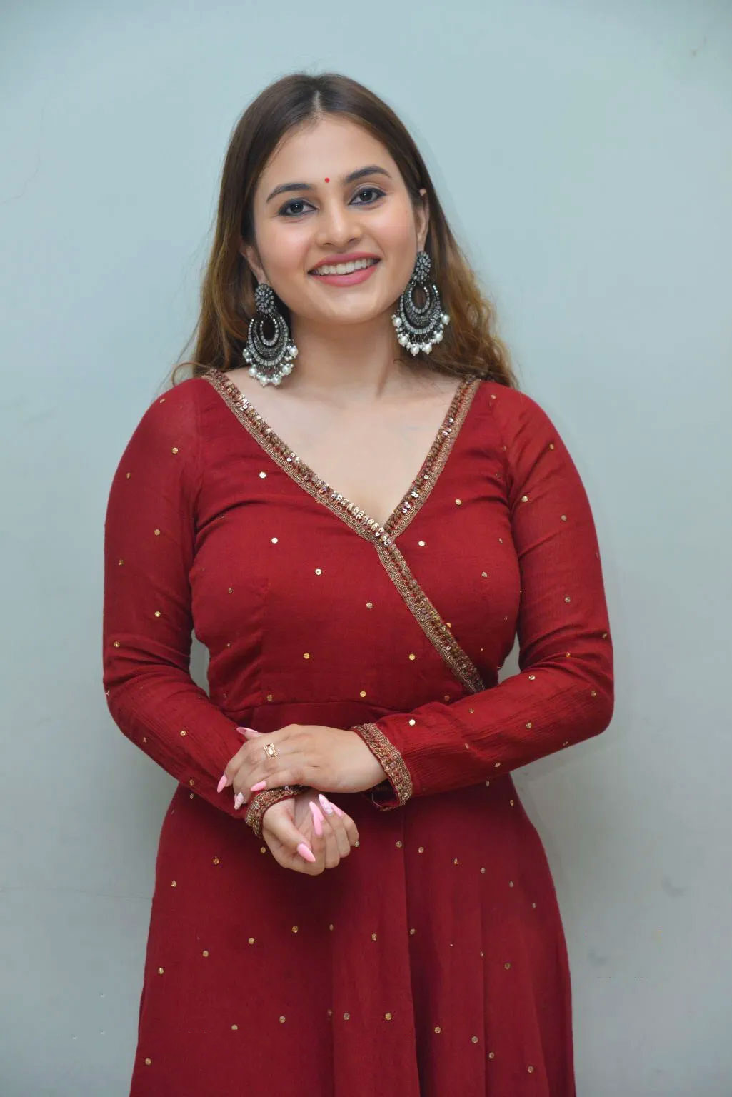 Ramya Pasupuleti Hot Pics in red Maxi Dress