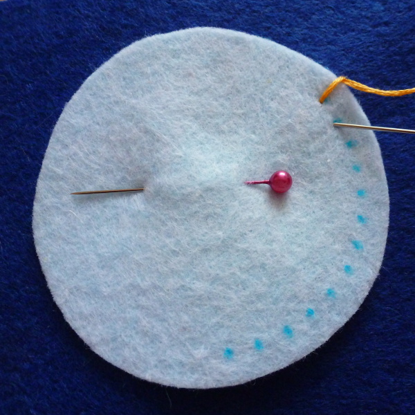 Stitching around an applique felt circle