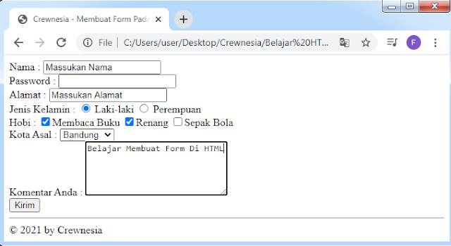 Crewnesia - Membuat Form Pada HTML