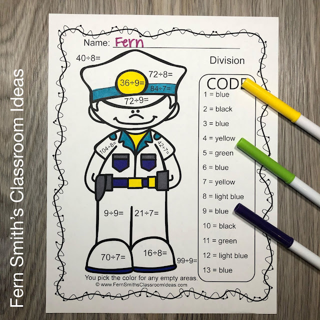 Click Here to Download This Career Themed Community Helpers Color By Number Multiply by 7, 8, & 9 AND Divide by 7, 8, & 9 BUNDLE Today for Your Class!