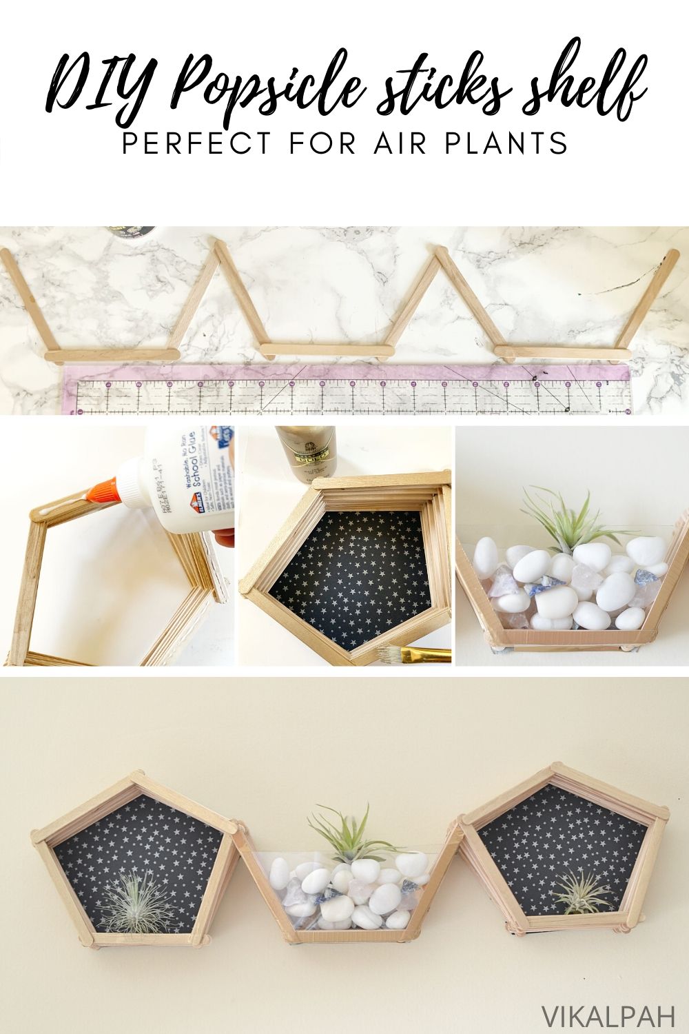 DIY wall shelf  How to make hexagon shelves using popsicle sticks