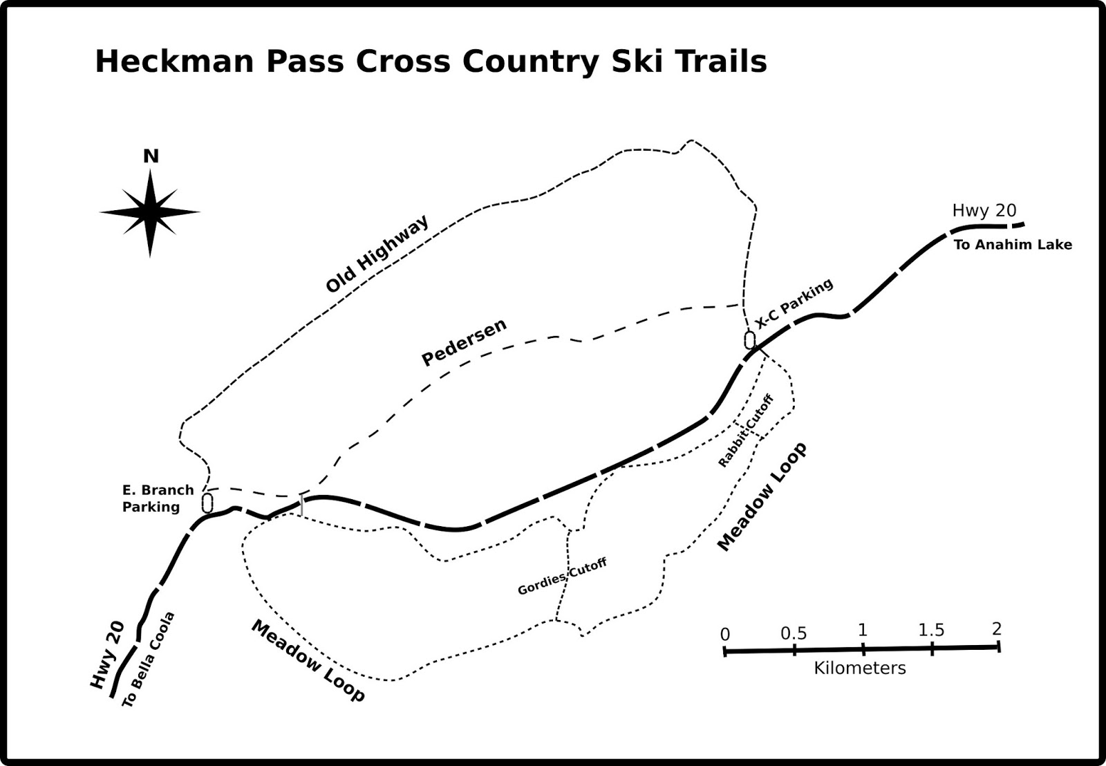 Tweedsmuir Ski Club Map of Heckman Pass Cross Country Ski Trails