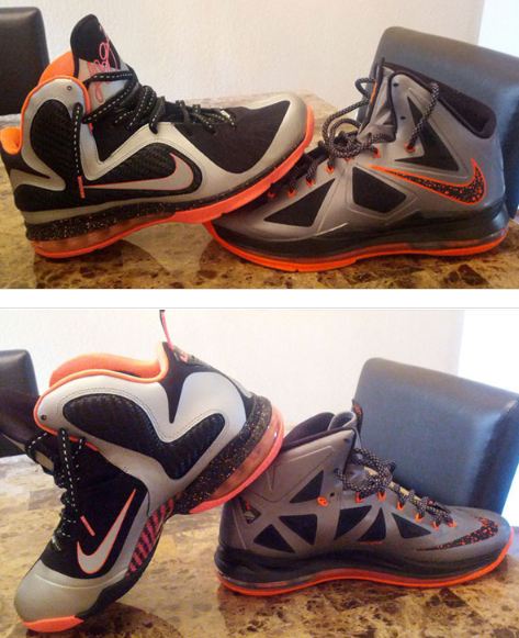THE SNEAKER ADDICT: Nike LeBron 9 âMangoâ VS Nike LeBron 10 Silver /Total Orange Sneaker