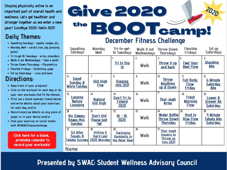 Franklin Matters SWAC invites you to "Give 2020 the Boot(camp