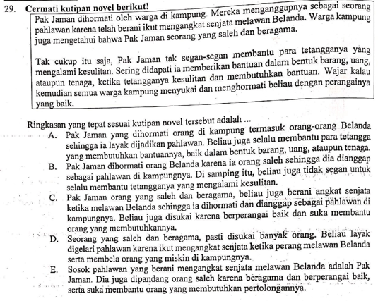 CONTOH SOAL PARAFRASA ATAU MENGUBAH BENTUK TEKS ZUHRI