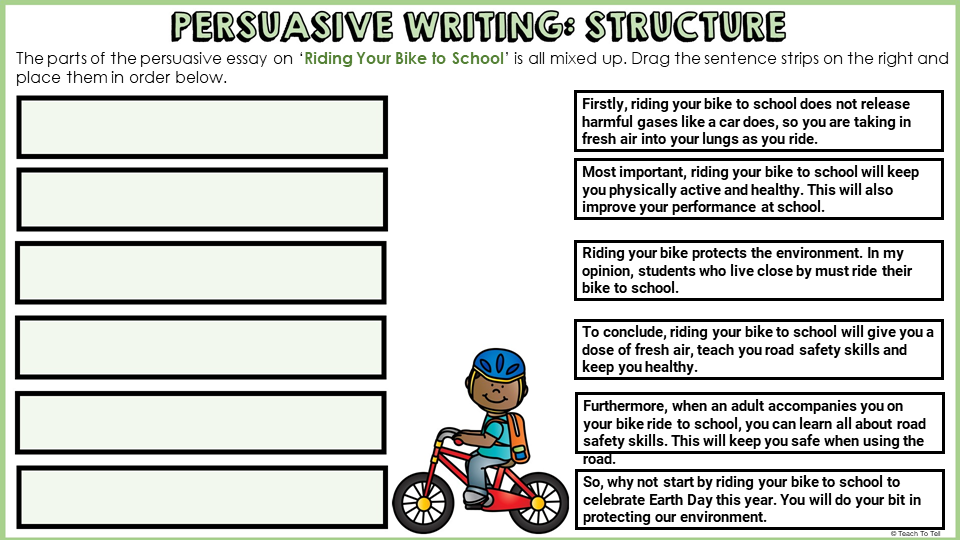 fifth grade bike opinion writing essay