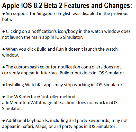 Apple iOS 8.2 Beta 2 (12D445d) Features and Changes