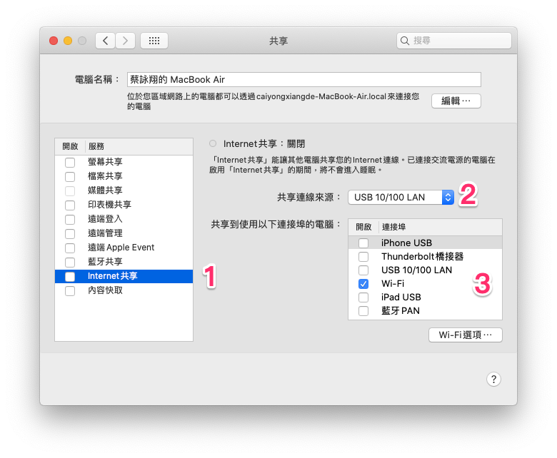 Mac 網路共享