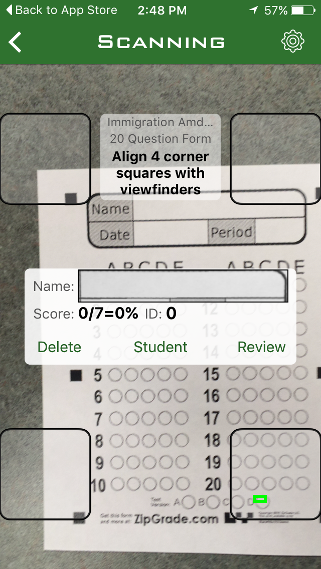 Can zipgrade detect screenshot image