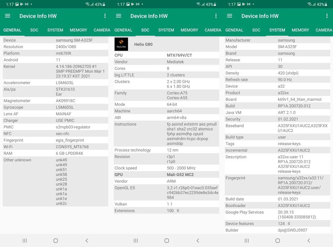 Device Info HW Samsung Galaxy A32