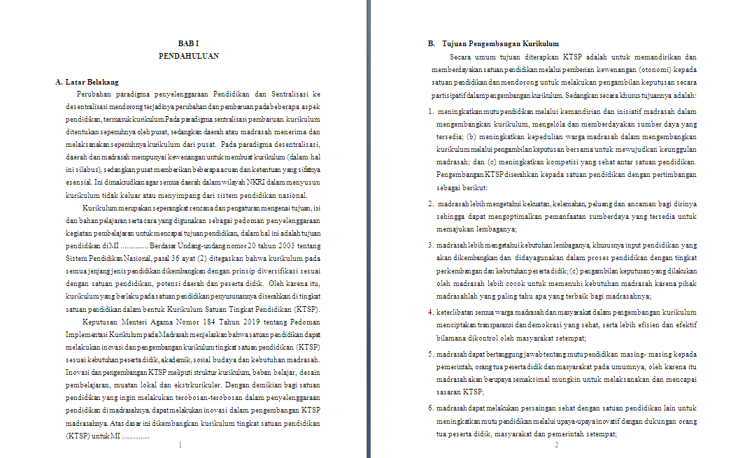 Contoh Dokumen Ktsp Madrasah Tahun 2020 2021 Tingkat Mi