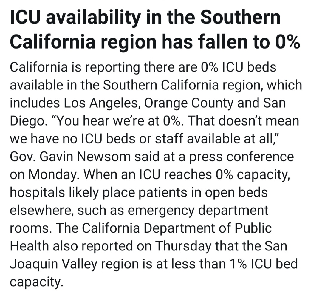 John Chiv ICU capacity in Southern California region is 0