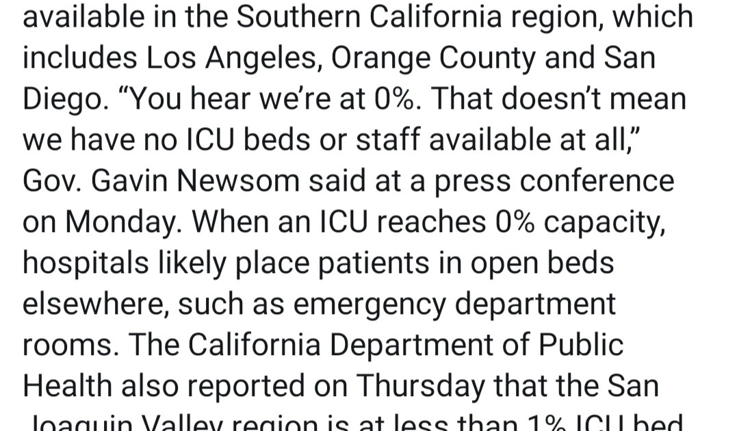 John Chiv ICU capacity in Southern California region is 0