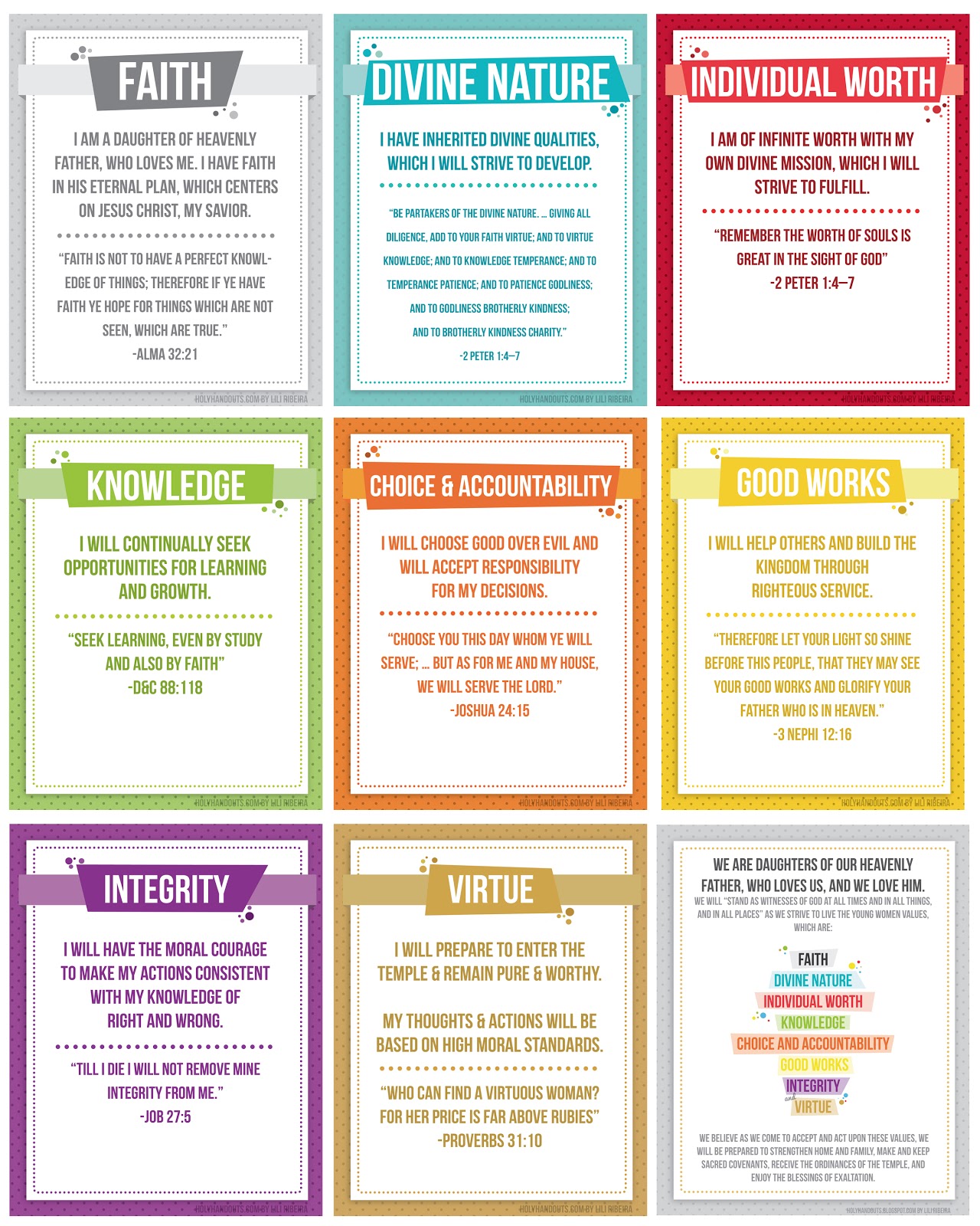 Values Cards Printable Free